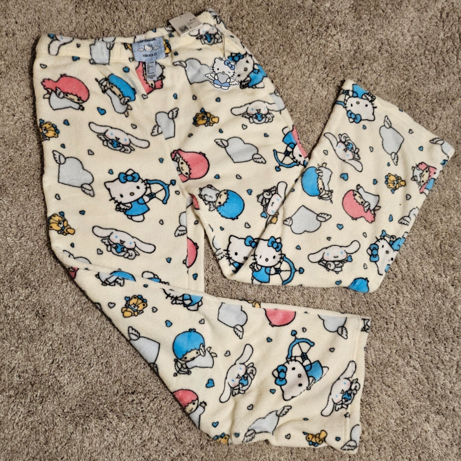 Hello Kitty x FOREVER 21 fleece pajama lounge pants LARGE