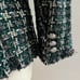 Rachel Zoe Fringe Tweed Blazer Jacket Tartan Plaid Academia Office Green XS NWT