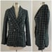 Rachel Zoe Fringe Tweed Blazer Jacket Tartan Plaid Academia Office Green XS NWT