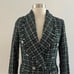 Rachel Zoe Fringe Tweed Blazer Jacket Tartan Plaid Academia Office Green XS NWT