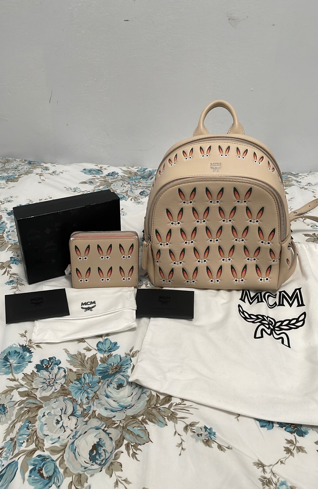 MCM Star Eyed Bunny Backpack & Wallet