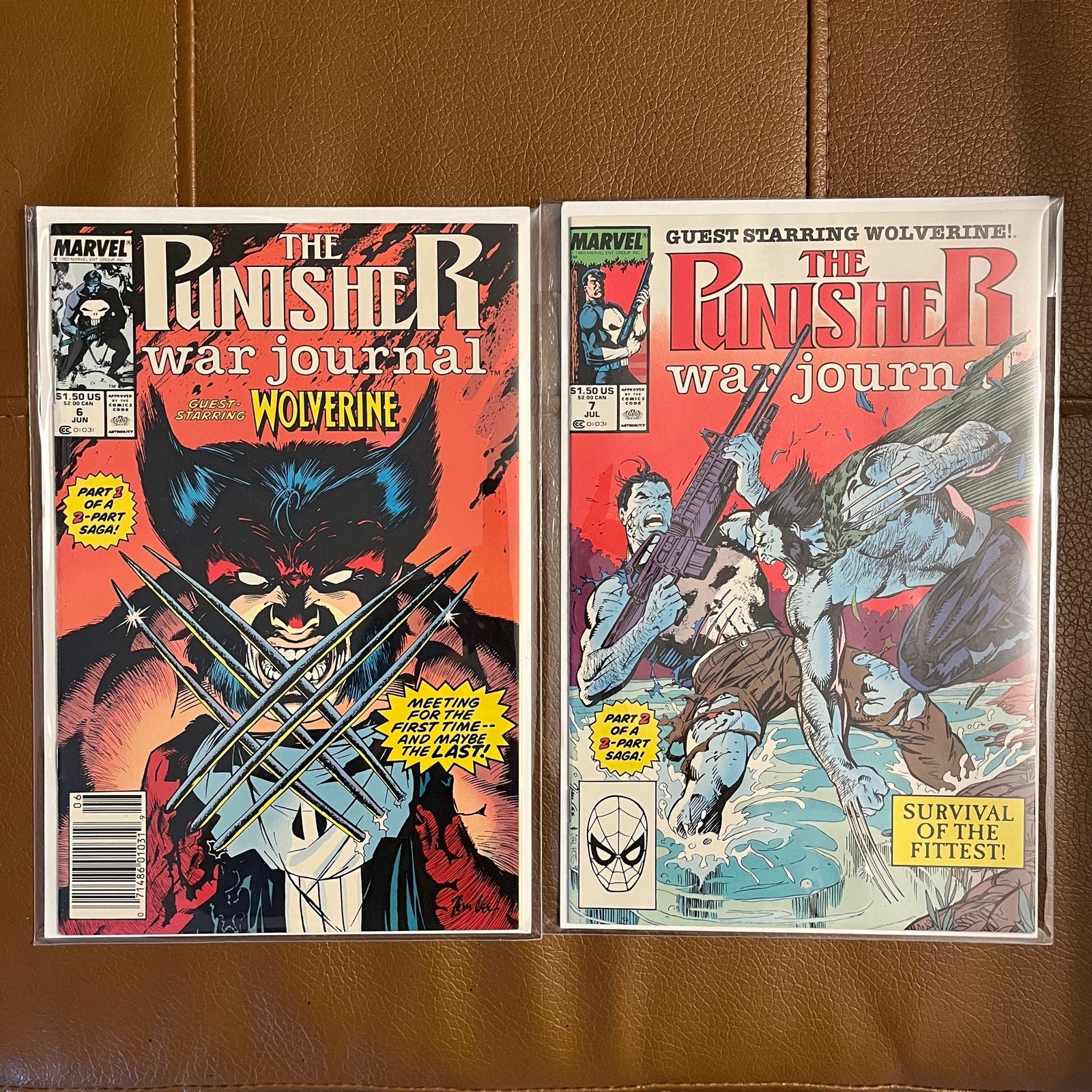 Punisher War Journal 6 & 7, 1st Wolverine Team Up and Battle, Jim Lee Art!