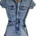 GOOD AMERICAN DENIM ZIP UP JUMPSUIT, SIZE 0
