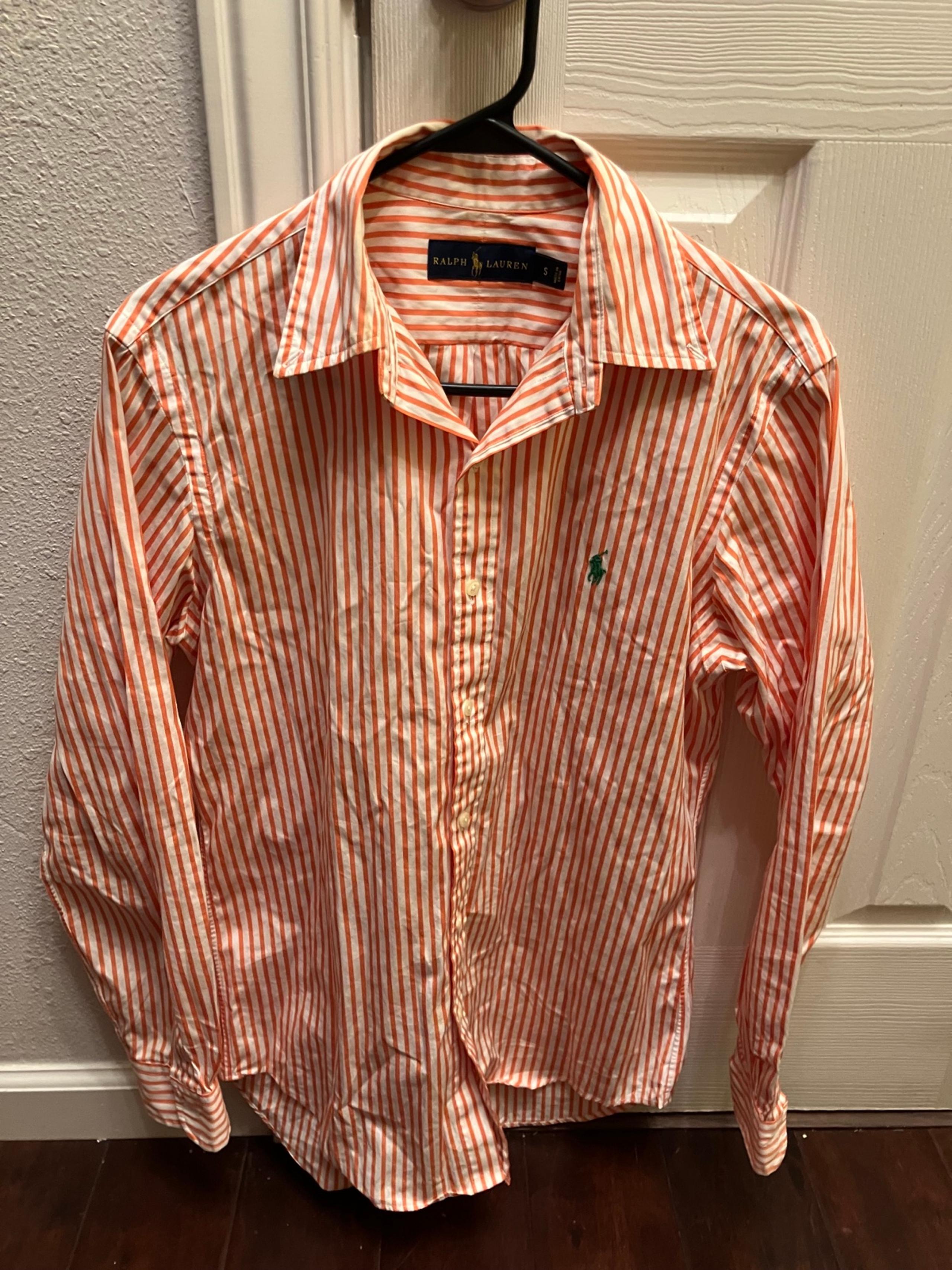 Ralph Lauren Orange White Striped Shirt S
