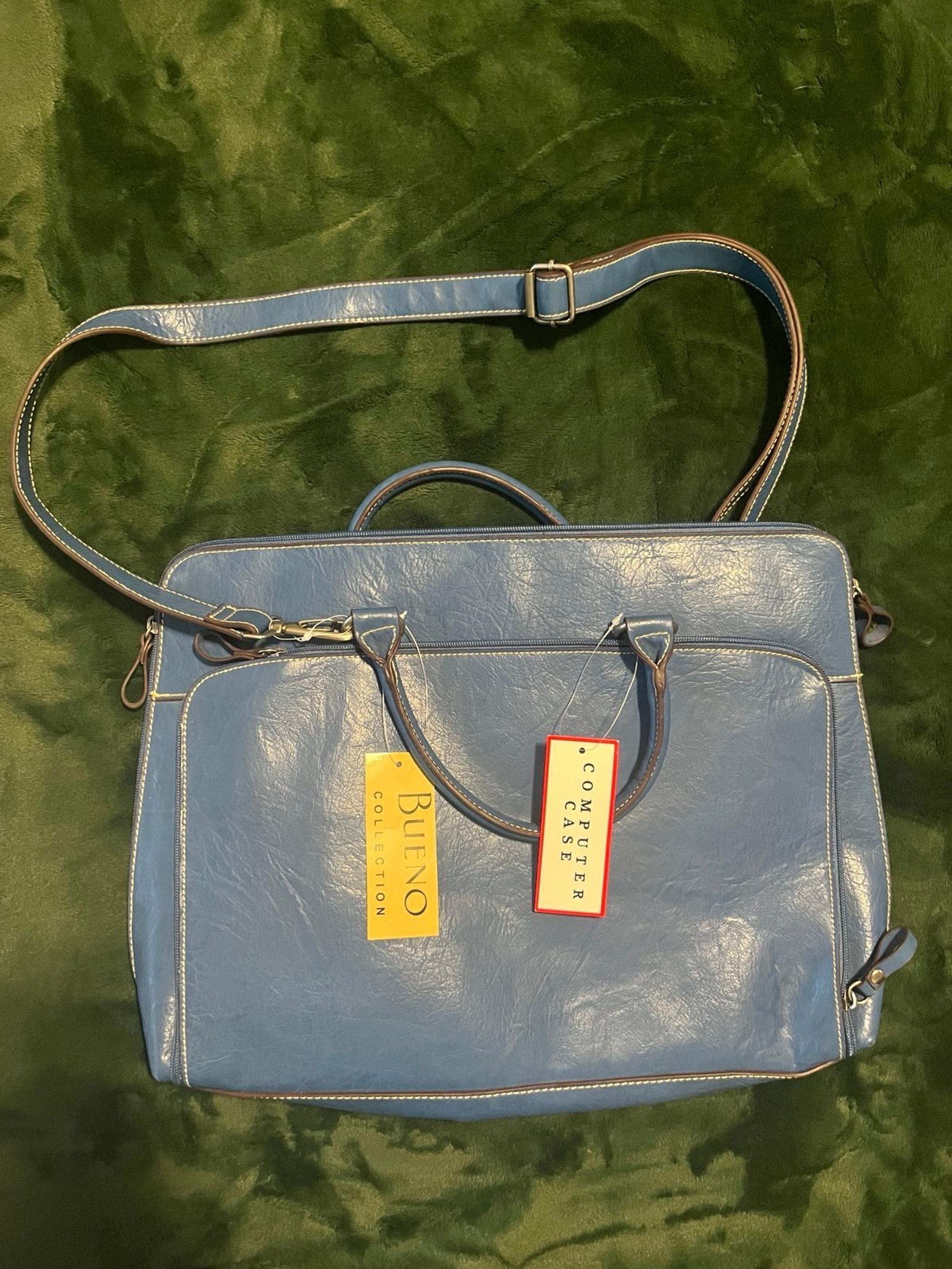 Bueno Vegan Leather Blue Computer Bag Purse Handbag