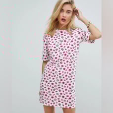 Love Moschino Women's Short Sleeve Watermelon Cutting T-Shirt Mini Dress Size 4