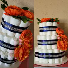 Navy & Orange Diaper Cake