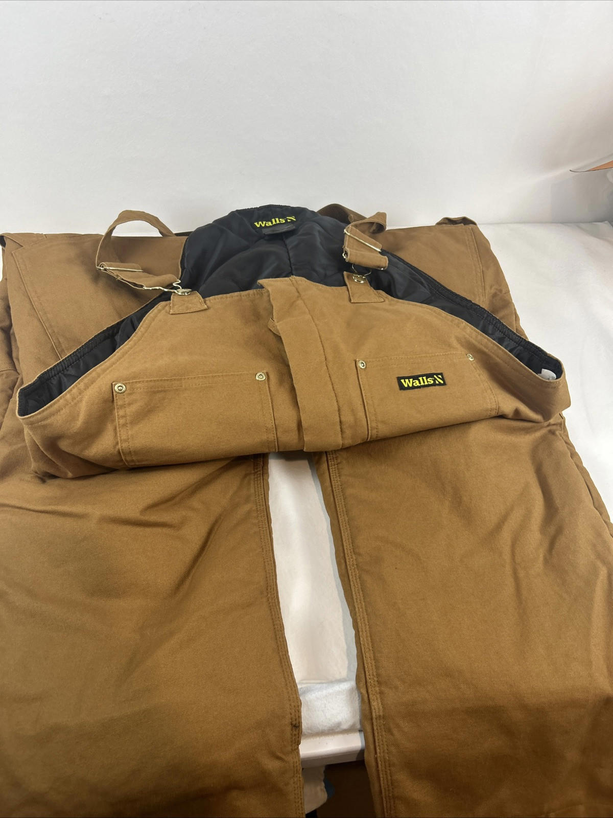 WALLS Work Wear Men Bibs Xl Coveralls Overalls Insulated Tan Heavy Duty