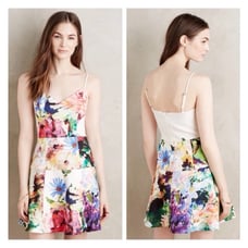 Black Halo Campania Mini Dress Womens 6 Colorful Floral Fit Flare Sun Dress