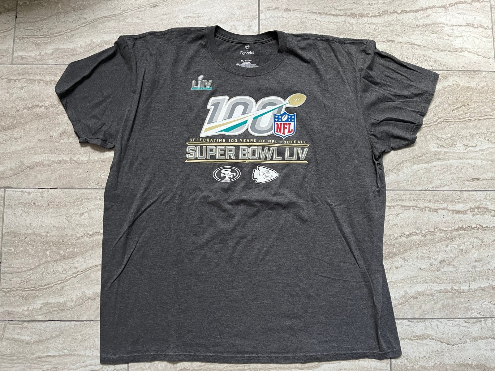 Super Bowl LIV Celebrating 100 Years Of Football NFL Gray Shirt Size 3XL XXXL