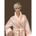 BORG TEXTILE Vintage Pink & White Striped PLUSH Long Robe Sz M NICE!