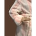 BORG TEXTILE Vintage Pink & White Striped PLUSH Long Robe Sz M NICE!