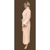 BORG TEXTILE Vintage Pink & White Striped PLUSH Long Robe Sz M NICE!