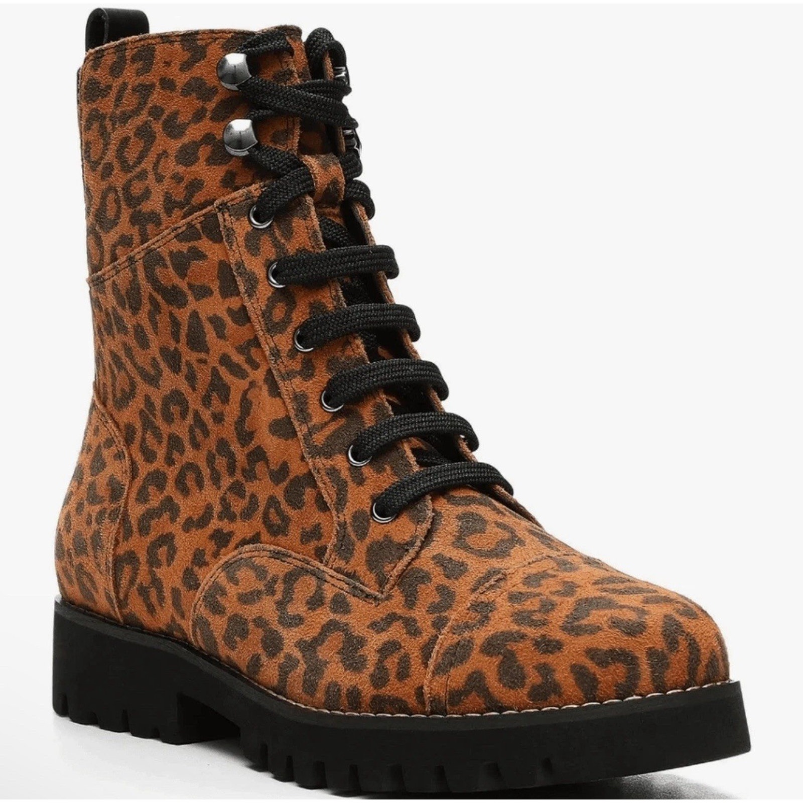 Donald Pliner Women's Ease Leopard Suede Zip-Up Combat Boot Natural SZ 12