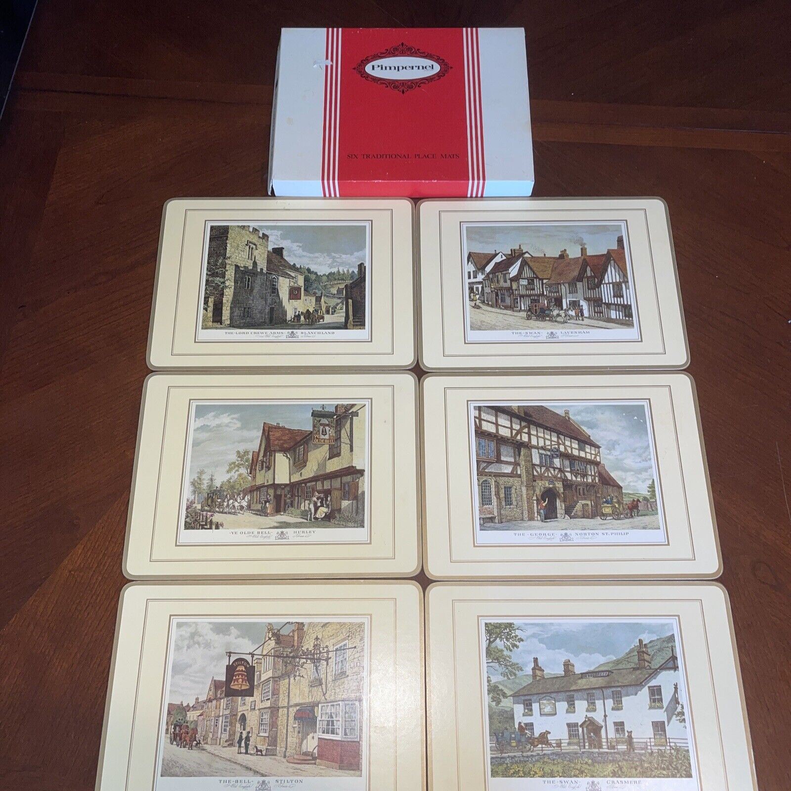 place mats Grannycore Vintage Pimpernel set 4 Traditional 9x12 English Inns