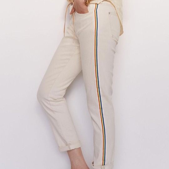 Pilcro and the Letterpress Anthro 25P Beige Rainbow Slim Boyfriend Crop Jeans