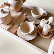 Montessori Wooden Handmade Kitchen Pretend Play Set- 22 pc Wooden- Toddler Gift-