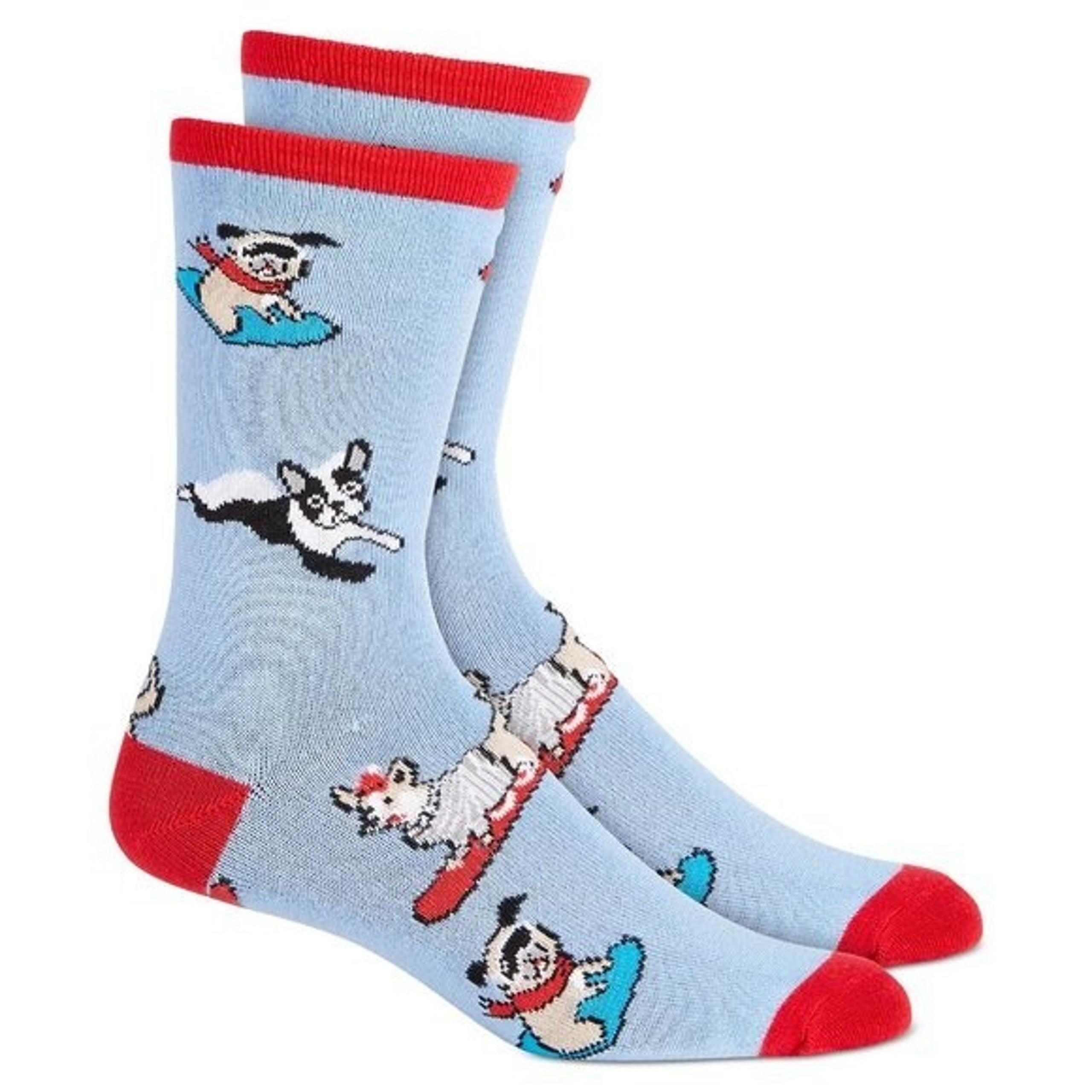 Charter Club Womens Size 9-11 Christmas Holiday Dogs On Sleds Crew Socks Blue