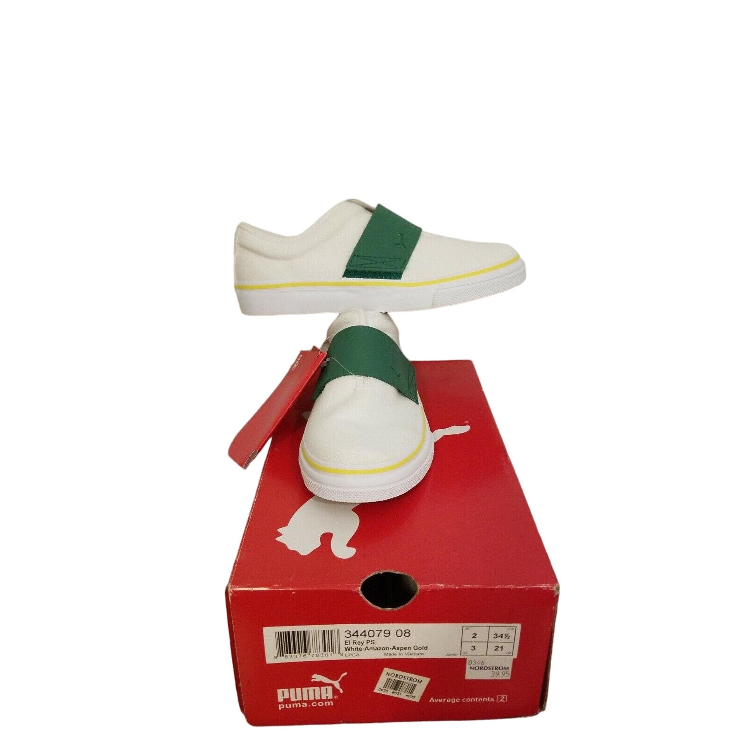 Puma El Rey Ps White-Amazon-Aspen Gold Size 3 Eru Size 34.5 NIB Cheer Shoes