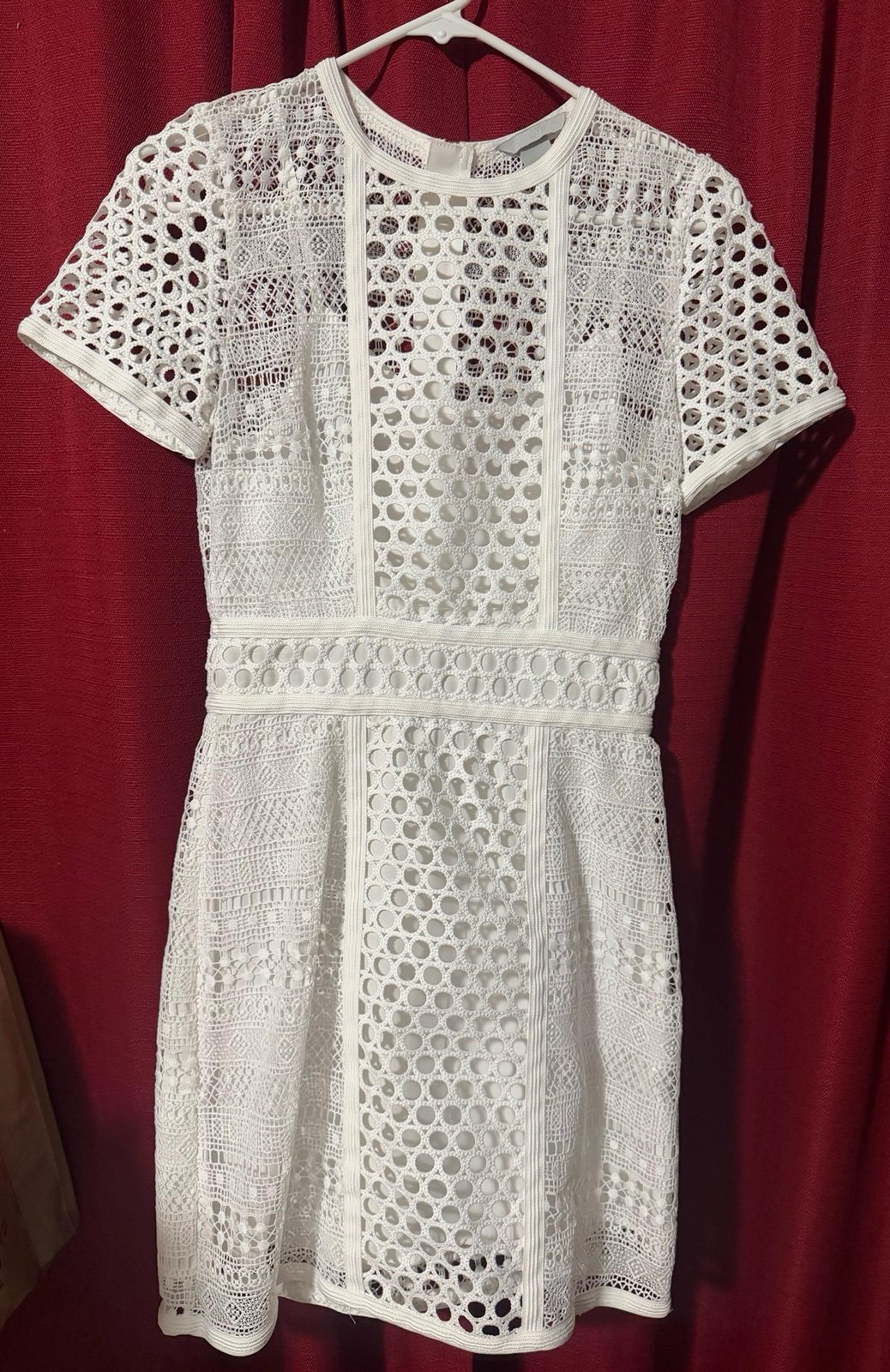 H&M White Eyelet Dress US6 EUR36