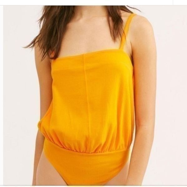 Free People Marissa Bodysuit Tangerine NWT XS Orange Tangerine