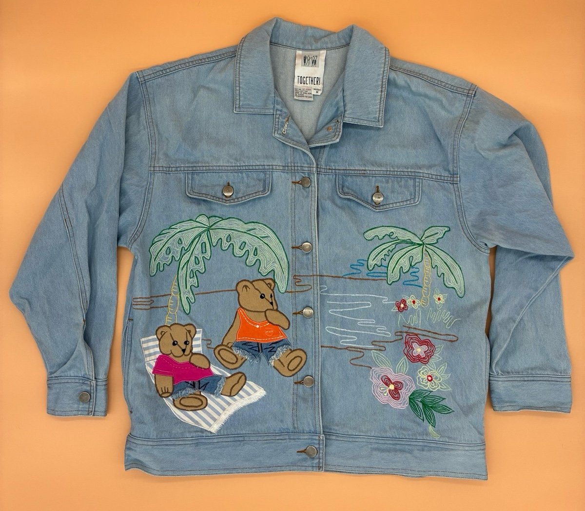 VTG 80’s Embroidered Teddy Bear Denim Jacket