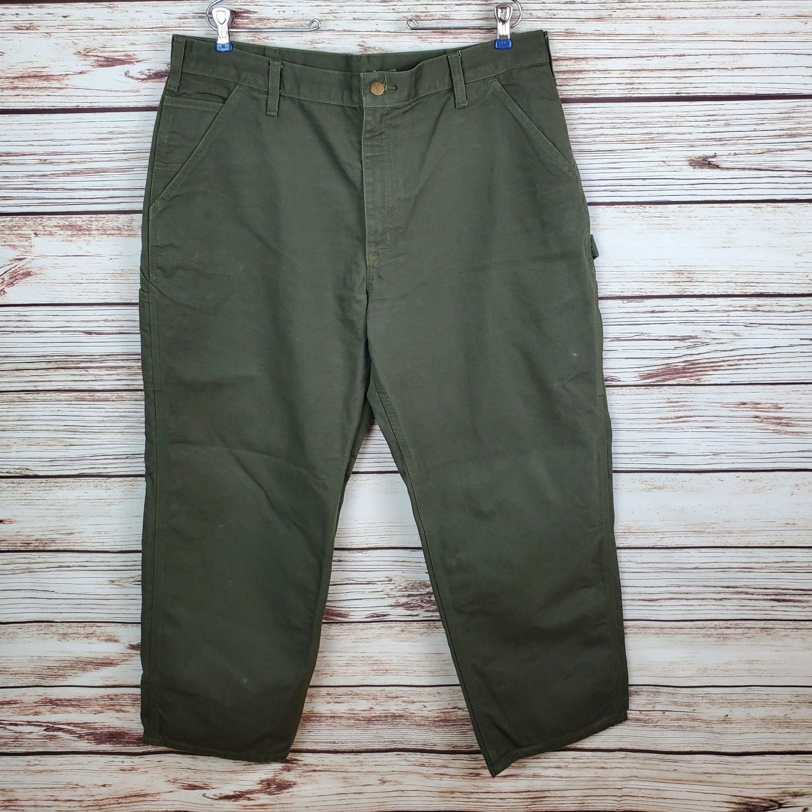 Carhartt Men's 28x30 Moss Green B11 Washed Duck Canvas Work Pants