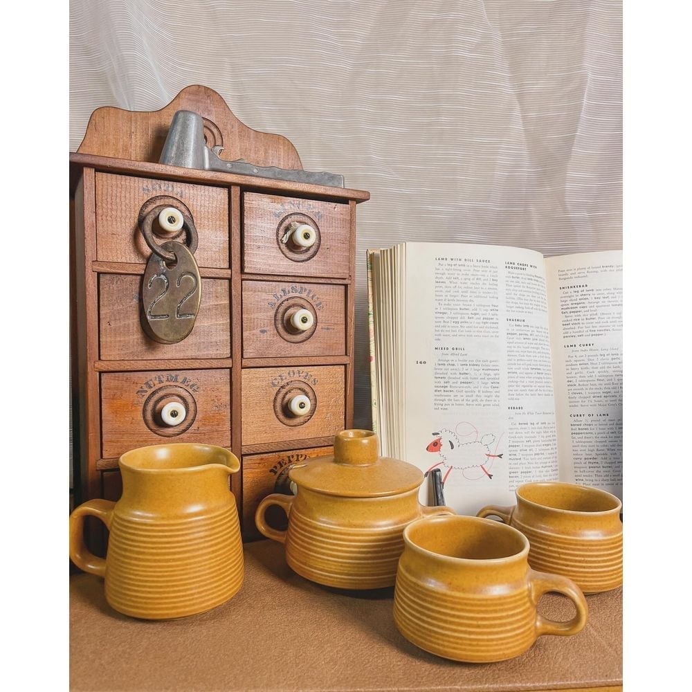 Langley Made In England 1960's Cream, Sugar, And Mug Set