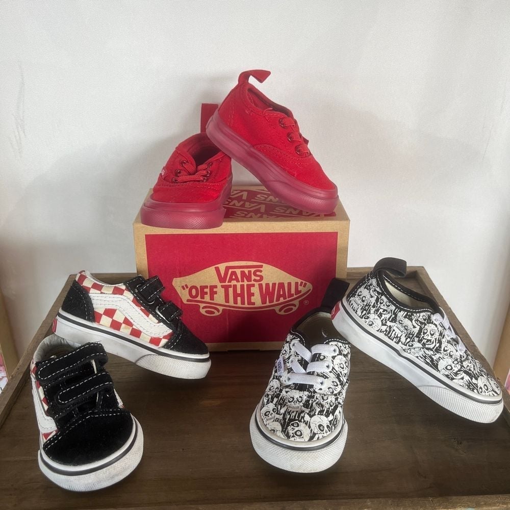 3 Vans Off The Wall Kids Sneakers Collection, comes with vans box, multiple size