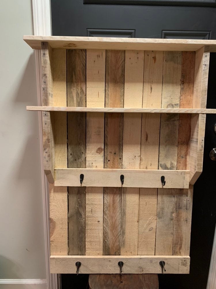 Handmade Rustic coat hanger with shelves