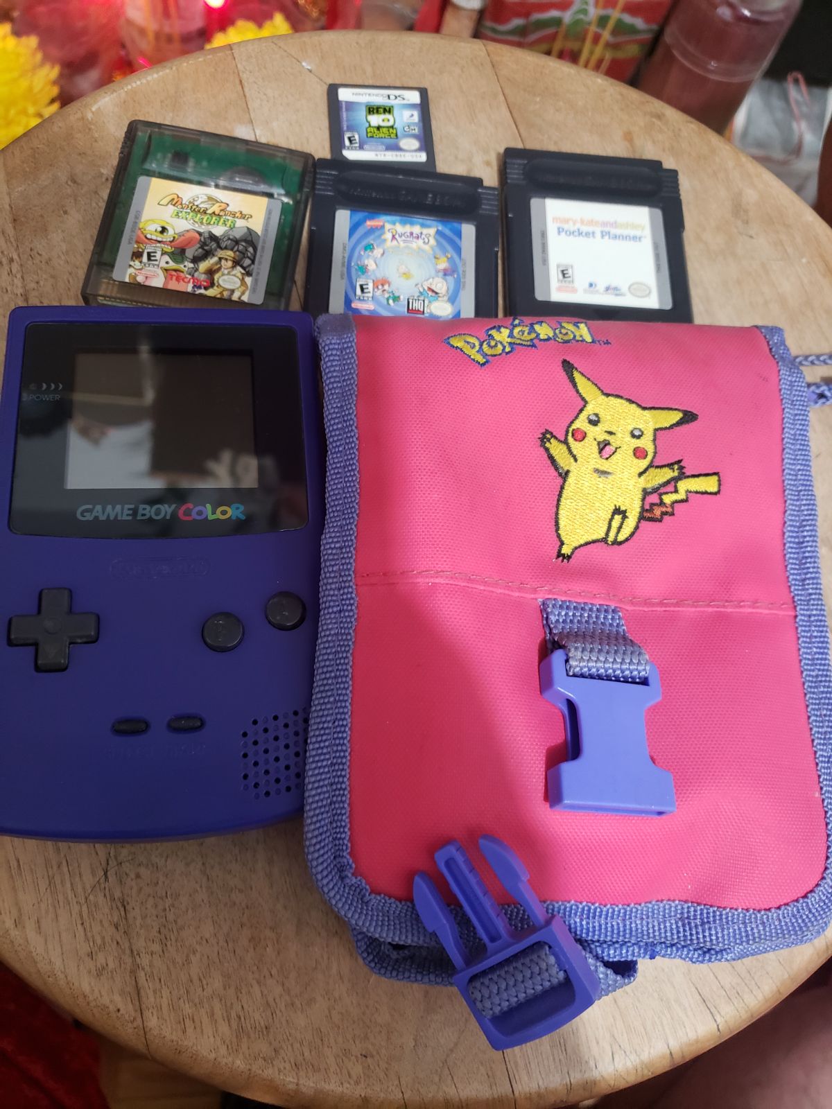 Gameboy Color with 3 Games and Pokemon Bag Games
