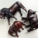3 Handmade Wood Statues Lion Bison/Buffalo Elephant