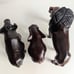 3 Handmade Wood Statues Lion Bison/Buffalo Elephant