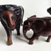3 Handmade Wood Statues Lion Bison/Buffalo Elephant