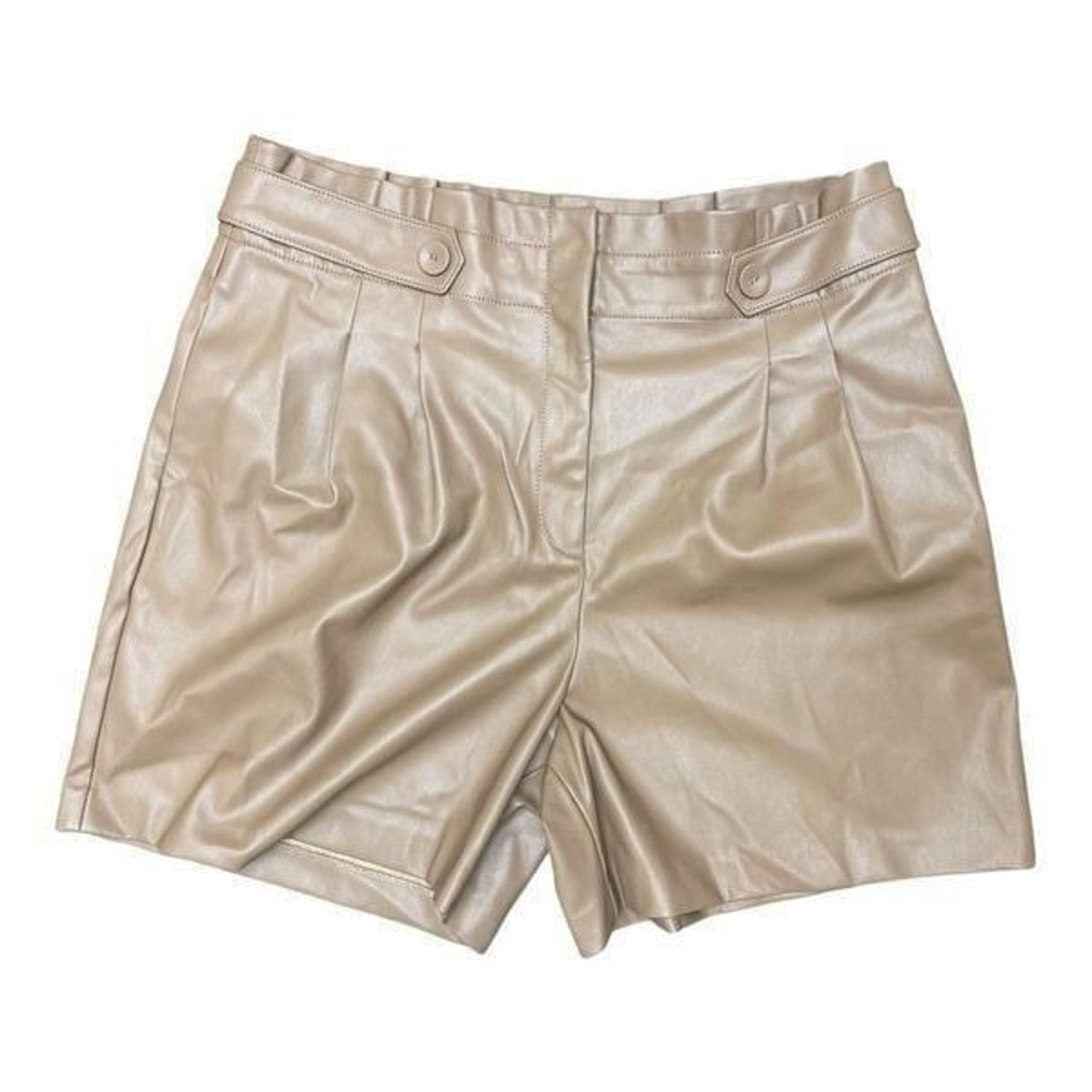 Ann Taylor Tan High Waist Faux Leather Shorts Classic Size 16 Office Casual EUC