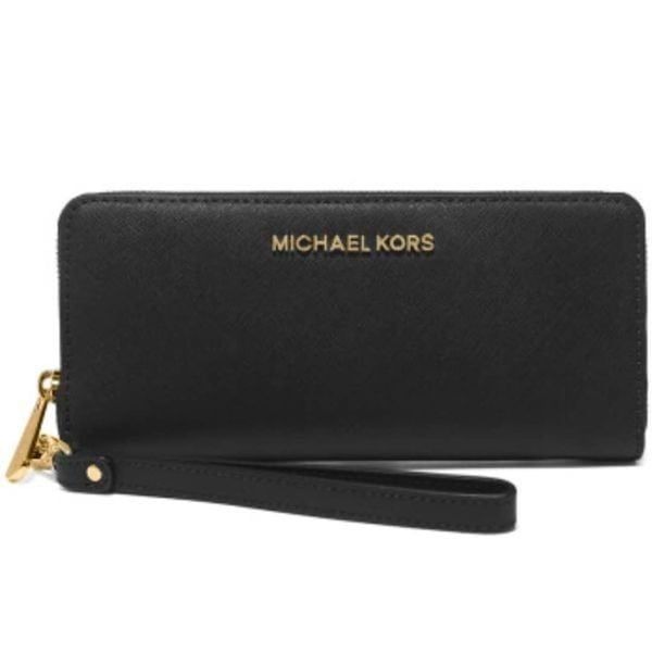 MICHAEL KORS Jet Set Black Saffiano Leather Wallet Wristlet