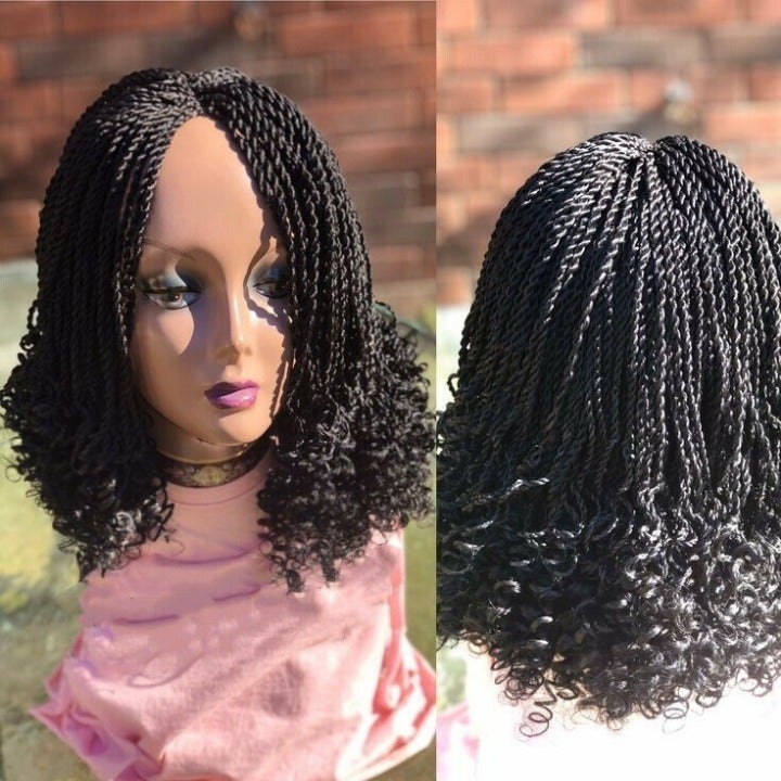 Short Bob Wig Braids Wig for Black Women withTwist Curly Braided Wigs None Lace