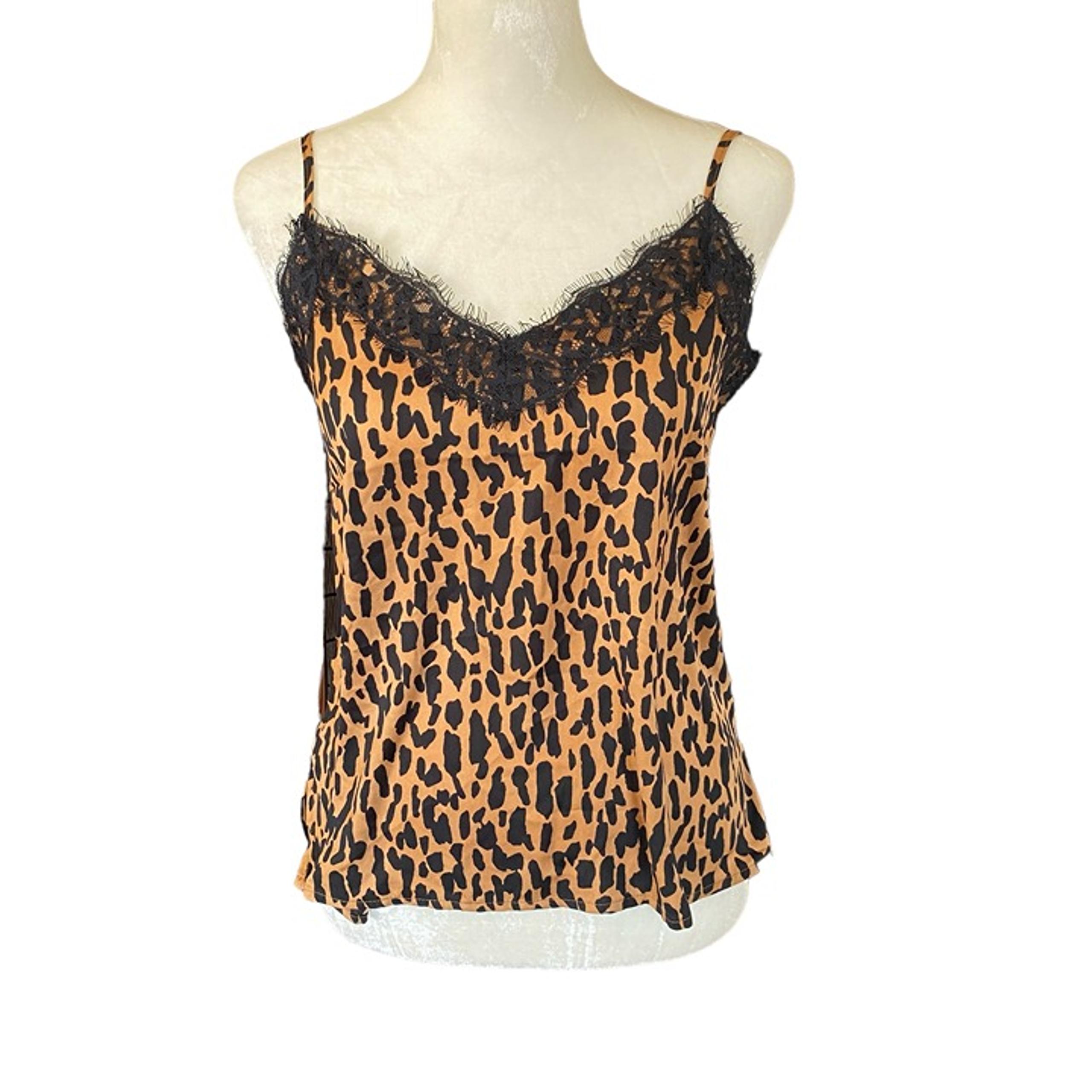 BP Nordstrom leopard print with black lace pullover cami top women's size XS