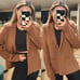 L’agence | Neutral Lacey Knit Padded Shoulder Cardigan Blazer Size: XL