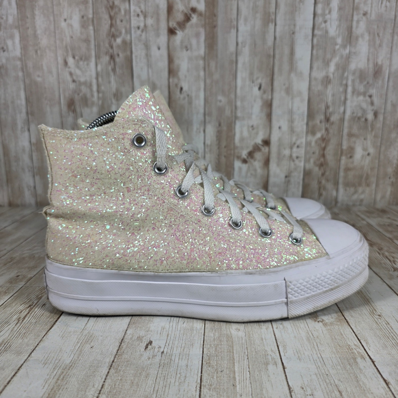 Converse All Star Platform High Top Glitter Sneakers Shoes Women's Size 9