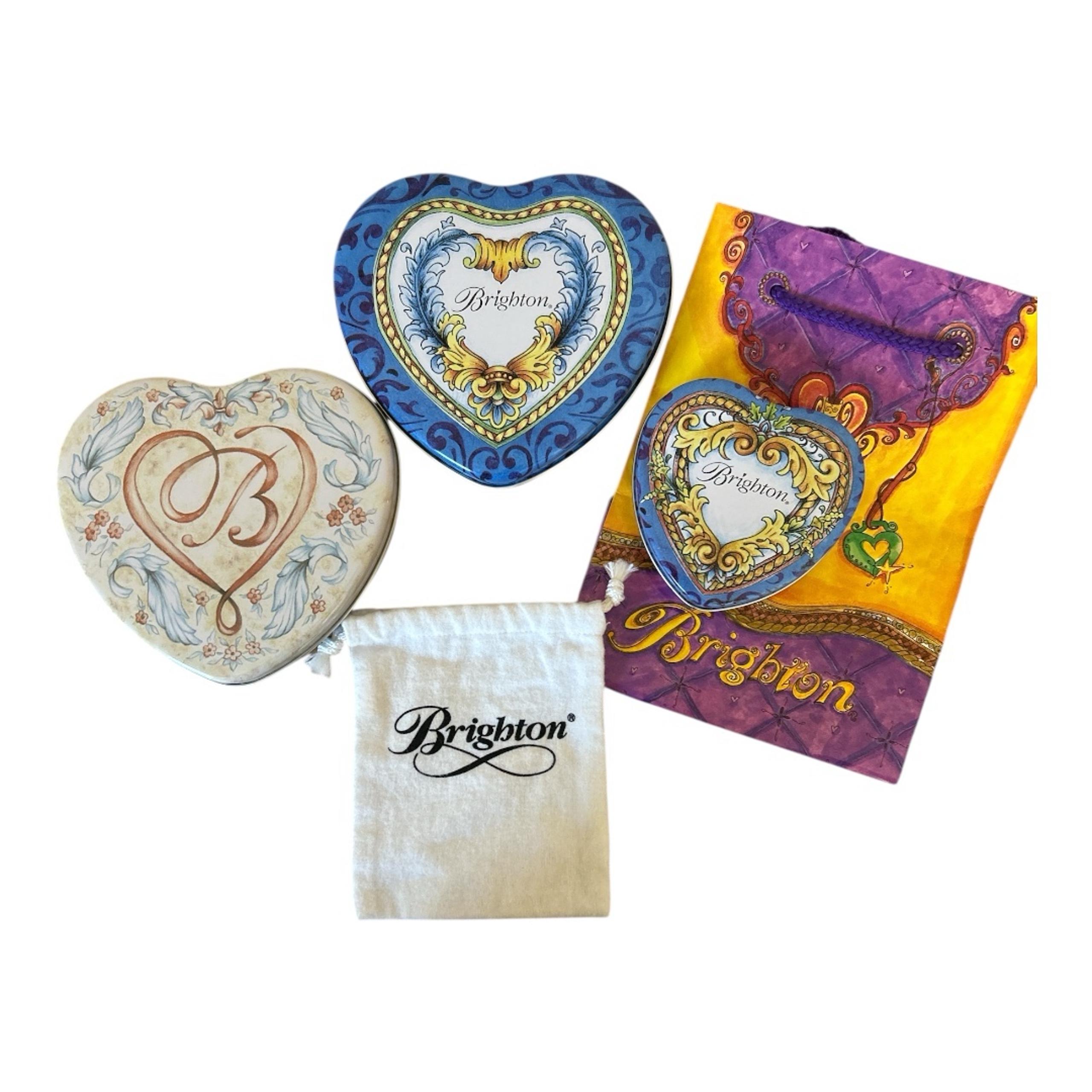 Brighton Lot Of 3 Heart Tins Gift Bag Small Dust Bag