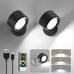 2 Pcs LED Wall Mounted Lights with Remote, 3000mAh Rechargeable Battery Operated