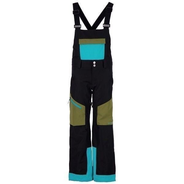 Obermeyer Teen Size Large Connor Insulated Ski Bib in Off Tropic Teal Green Blac