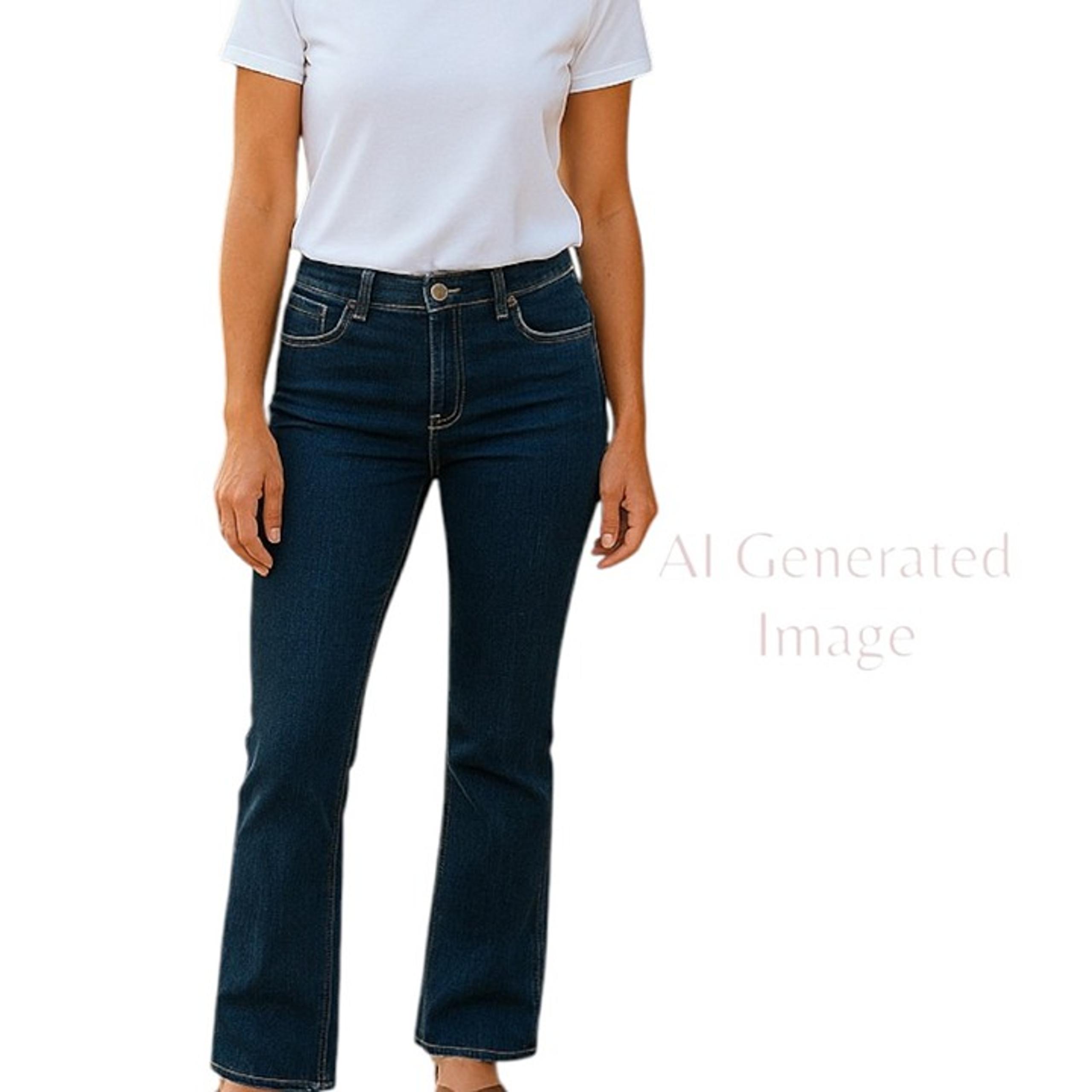 MICHAEL KORS Womens Bootcut Dark Wash Mid Rise Logo Pockets Denim Blue Jean Sz 6