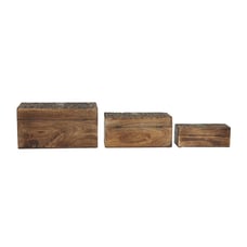 Handmade Brown Mango Wood Decorative Box, Set of 3-has543