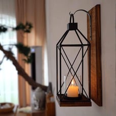 NEW Wall Candle Sconce, Wood Rustic Candle Holder Decorative Candle Lantern