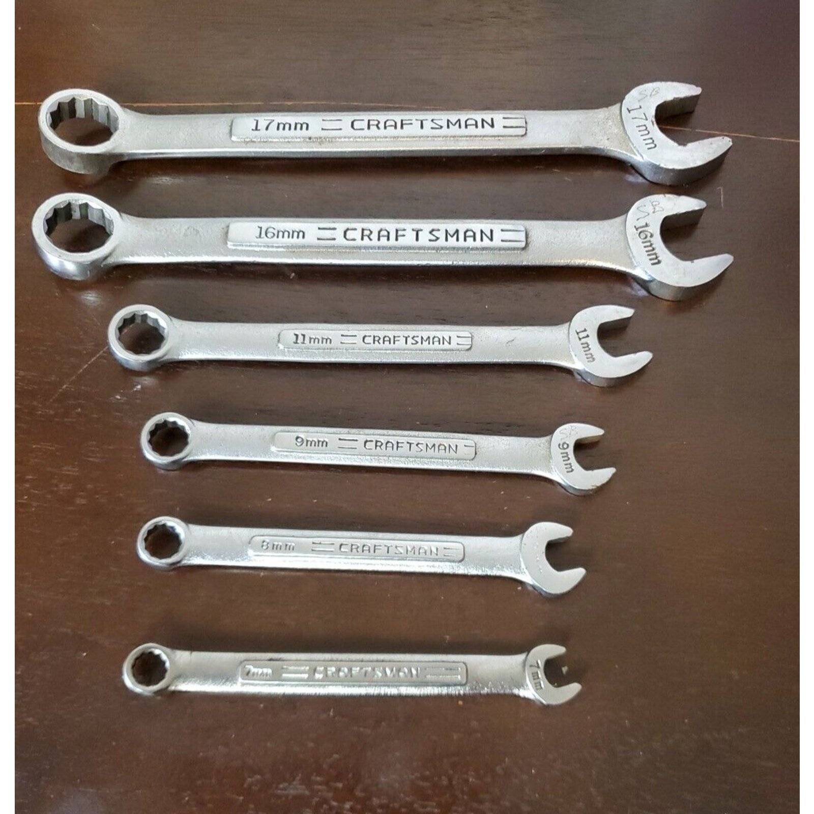 Craftsman Combination Wrenches 6pc Metric V VV Series 17mm 16mm 11mm 9mm 8mm 7mm