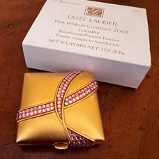 Vintage Estée Lauder 2002 Pink Ribbon Jeweled Lucidity Powder Compact