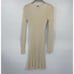For Love & Lemons Knitz Delancey Mini Sweater Dress Ribbed Tie Neck Cream XS