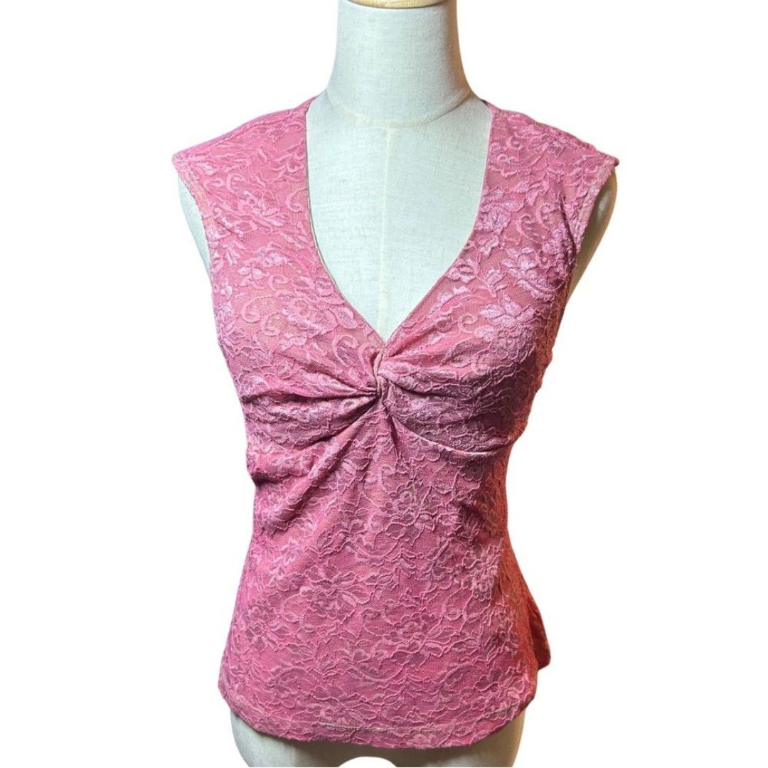 Rampage Y2K Lace Babydoll Top Sz L Romantic Pink Victorian Dainty Coquette